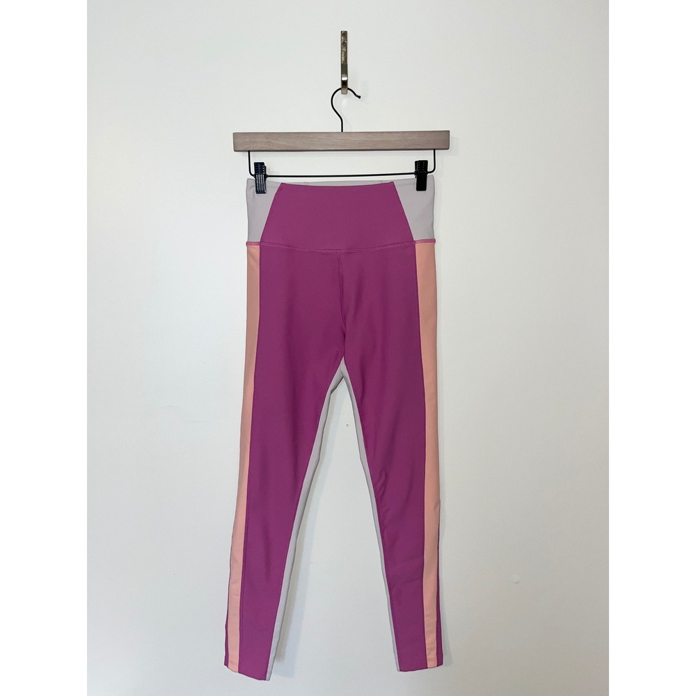 Sage Collective Womens High Waisted Colorblock Leggings Purple Orchid | Small